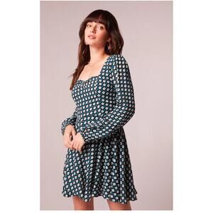 BAND OF THE FREE BOG GENEVIEVE TEAL DIAMOND SWEETHEART NECKLINE MINI DRESS M-NEW